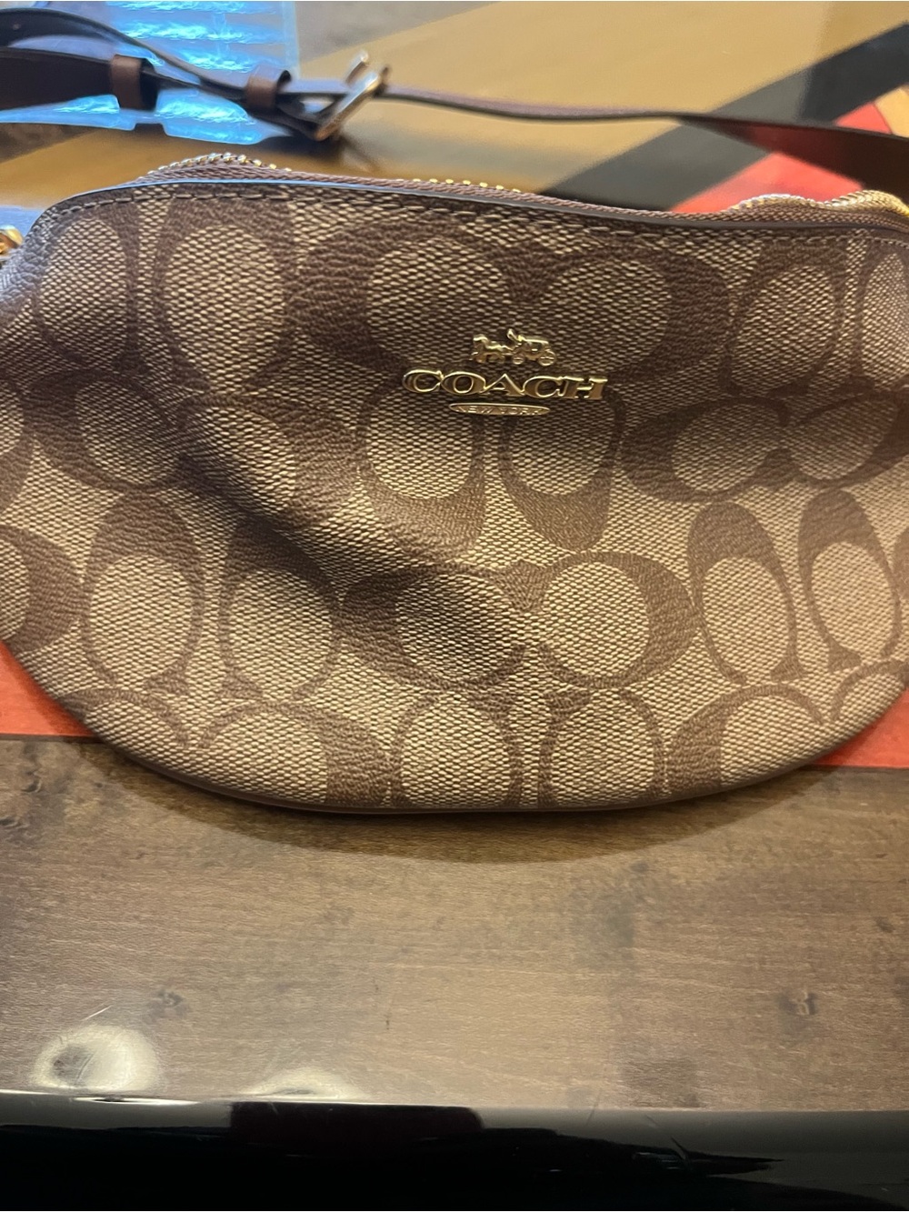 COACH Signature Brown Fanny Pouch